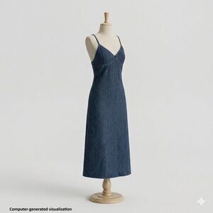 Vintage 90s Y2K Route 66 Dark Wash Denim Dress with Criss-cross Straps